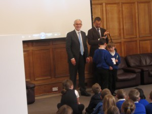 Lord Brodie, President of the Franco-Scottish Society of Scotland presents prize to winning school